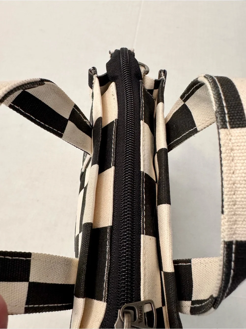 Vans Lil Pergs Checkerboard Crossbody Canvas Tote Bag Black Cream 8x7x3 - Picture 4 of 8